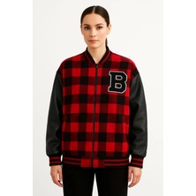 Stelol Kolları Suni Deri Içi Astarlı Oduncu Kolej Içi Ceket - Bordo