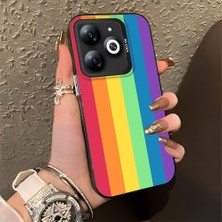 HONTINGA Infinix Smart 8 ile Uyumlu Kılıfı Silikon Kenar Sert Arka Düşüme Önleyici Basitlik Anti Düşme Kamera Korumali Gökkuşağı Desen Telefon Kılıfı Kadın ve Erkek Için Uygundur K1-0627