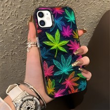 HONTINGA iPhone 12 Pro ile Uyumlu Kılıfı Silikon Kenar Sert Arka Düşüme Önleyici Basitlik Anti Düşme Kamera Korumali Renkli Yapraklar Desen Telefon Kılıfı K1-0629