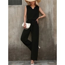 Stelol Kadın Kolsuz V Yakalı Aerobin Bluz ve Belden Kuşaklı Pantolon Ikili Takım