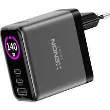 Xenon Smart Hızlı Şarj Adaptörü | 140W Gan, 2x Usb-C & Usb-A Çıkışı, Pd Pps, Dijital Ekran (X6415)