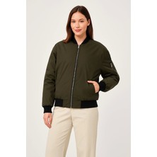 Stelol Içi Astarlı Fermuarlı Bomber Mont Ceket - Haki