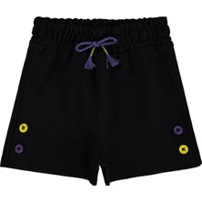 Civil Girls Düğme Detaylı 2-5 Yaş Şort - Siyah 3-4 Yaş