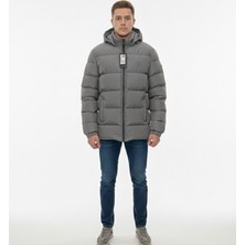 Armani Jeans Kapüşonlu Antrasit Renk Şişme Erkek Mont