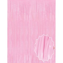 DS LLC Soft Pembe Püsküllü Kapı Perdesi - Parti, Baby Shower, Cinsiyet Partisi 1x2 M (4887)