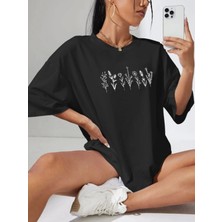 Stelol Baskılı Oversize T-Shirt - Siyah