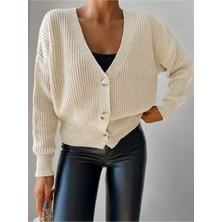 Stelol Kadın Uzun Kollu Düğme Detay Triko Bluz