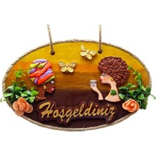 DS LLC Ieg™ Keyifli Kadınlar El Yapımı Hoşgeldiniz Yazılı Kapı Süsü DSLLCRS-ETIEG34