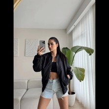 Stelol Unisex Içi Astarlı Düz Bomber Ceket - Siyah