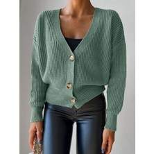 Stelol Kadın Uzun Kollu Düğme Detay Triko Bluz