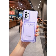 Tech&bello accessories Samsung A53 Uyumlu Darbeye Dayanıklı Kamera Lens Korumalı Kartlıklı Renkli Şeffaf Silikon Kılıf
