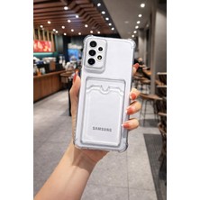 Tech&bello accessories Samsung A53 Uyumlu Darbeye Dayanıklı Kamera Lens Korumalı Kartlıklı Renkli Şeffaf Silikon Kılıf