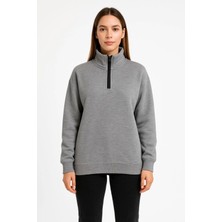 Stelol Üç Iplik Dık Yaka Yarım Fermuarlı Sweatshirt - Gri