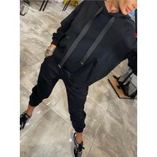 Stelol Kadın Uzun Kollu Kapşonlu Pulpayet Detay Viskon Iki Iplik Bluz ve Pantolon Ikili Takım