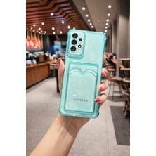 Tech&bello accessories Samsung A53 Uyumlu Darbeye Dayanıklı Kamera Lens Korumalı Kartlıklı Renkli Şeffaf Silikon Kılıf