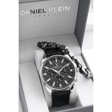 Daniel Klein Erkek Kol Saati 30 Metre Suya Dayanıklı Deri Kordon + Bileklik Hediyeli VS.BLKT.0823