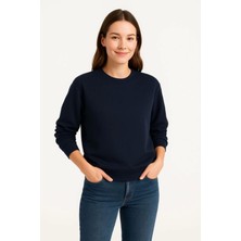 Stelol Üç Iplik Düz Bisiklet Yaka Sweatshirt - Lacivert