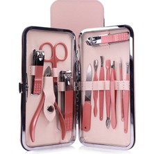 Normadia Şık Bej Çantalı 12 Parça Pembe Çelik Manikür Seti