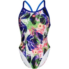 Arena Women's Crazy Swimsuit Xcross Back Allover Renkli Baskılı Kız Çocuk Yüzücü Mayo