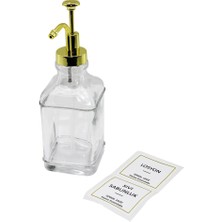 DS LLC Kare   Cam Şişe Şeffaf  Damlatmaz Yağdanlık 500ML Pompa - Musluk Ayrık Model Başlı (4887)