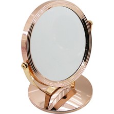 DS LLC Yuvarlak 7 Inç= Çap:17.5cm Makyaj Aynası Çift Taraflı Bronz - Gümüş Pls.çerçeve Sabit Aya