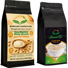 Trend Food Kabuksuz Çiğ Beyaz Tatlı Badem Unu 1 kg + 1 kg Çiğ Beyaz Fındık Unu Glutensiz Doğal Güvenli Gıda