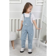 CC Design Kız Çocuk Pamuk Denim Slopet Askılı Kot Tulum Mavi