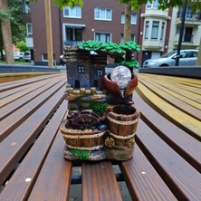 Keyfim Shop Dekoratif Değirmen Tasarımlı Renkli LED Işıklı Su Şelalesi