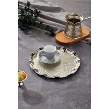 Akdeniz Home Gümüş Kaplama 25 cm Yuvarlak Bombeli Sunum Tepsisi - TR-6320