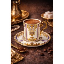 Glazze Barok Mor Kahve Takımı 12 Parça