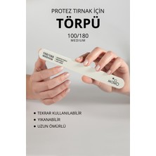 Normadia Protez Tırnak Kağıt Törpü 100/180 Düz Oval Beyaz, Profesyonel Tırnak Bakımı