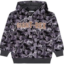 Civil Boys Giant Rex Baskılı Kapşonlu 6-9 Yaş Sweatshirt - Gri 6-7 Yaş
