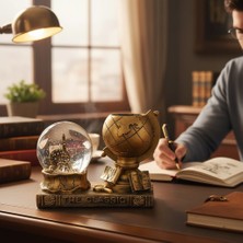 Keyfim Shop Nostaljik Işıklı Eyfel ve Big Ben Kar Küresi Dünya Kalemlik