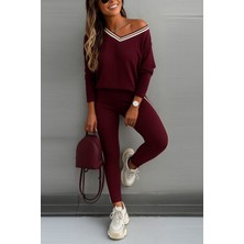 Stelol Kadın Uzun Kollu Tek Omuzu Açık Detaylı Viskon Iki Iplik Bluz ve Pantolon Ikili Takım