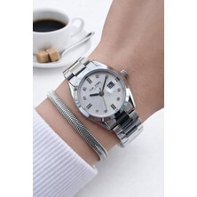 Tom Jones Çelik Kordon 2 Yıl Garantili 3 Atm Suya Dayanıklı Kadın Kol Saati+Bileklik BTJ.10057.2