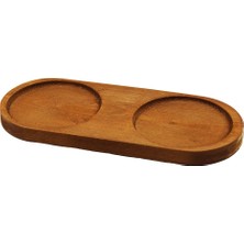 DS LLC 2 Bölmeli - Oval   Koyu Renk=kahverengi  Ahşap Yağdanlık Altlık  27X12.5CM (4887)