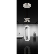 Lüx Aydınlatma Selin Silver Modern LED Sarkıt Avize – Kristal Çiçek Detaylı Oval Tasarım Tekli Avize