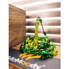 Sistem Püsküllü Yeşil Süzme Hareli Sıkma Toz Kehribar Erkek Tesbih