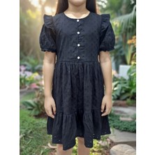 Öykü Kids Pamuk Fisto Kumaş Uzun Çocuk Elbise