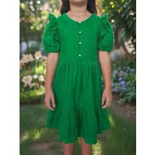 Öykü Kids Pamuk Fisto Kumaş Uzun Çocuk Elbise