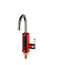 Wevolt Renkli (Kırmızı) Elektrikli Ani Su Isıtıcı Termal Şofben Musluk (Alttan Giriş)