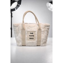 Turqa Kadın Peluş Yazı Desenli Orta Boy Omuz ve Çapraz Çanta