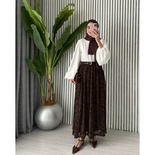 Molly Nelly Kadın Astarlı Dantelli Şık Kloş Etek