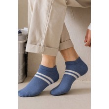 Erkek Şeritli Basic Step Çorap Mavi