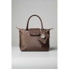 CLASSBAG Charmlı Kahverengi Büyük Boy Suya Dayanıklı Kadın Omuz Çantası