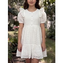 Öykü Kids Pamuk Fisto Kumaş Uzun Çocuk Elbise