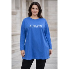 BezeXL Büyük Beden Iki Iplik Tunik Mavi