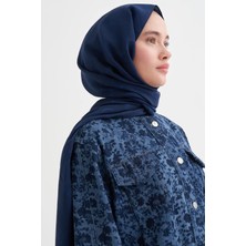 Lacivert Carell Monogram Desen Liora Pamuk Şal