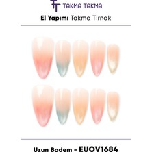 Takma Takma EUOV1684 Uzun Badem 10'lu Tekrar Kullanılabilir El Yapımı Protez Takma Tırnak Ten Rengi-S