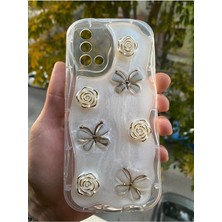 Coolacs Oppo A74 Uyumlu Kılıf Kamera Korumalı Kelebek ve Çiçek Kabartmalı Desenli Kapak